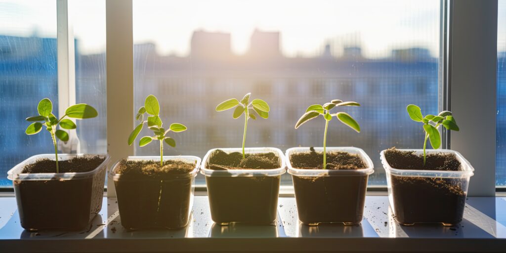 seedlings on the windowsill