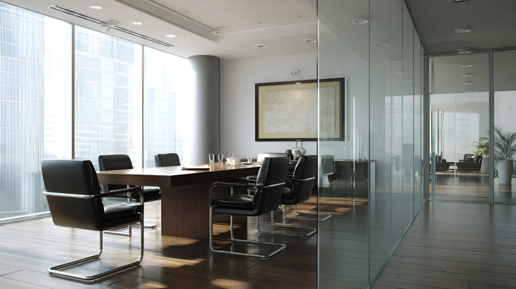 conference room encased in glass